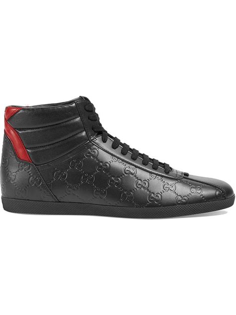 gucci men's bambi gg-embossed leather high-top sneakers|Gucci embroidered sneakers.